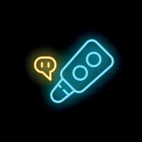Neon icon of car key with signal representing remote control access vector