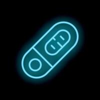 Neon usb flash drive data storage icon glowing on black background vector