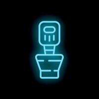 Neon icon of a car seat heating system with a fan blowing hot air vector