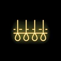 Neon sign depicting hanging noose row on dark background vector
