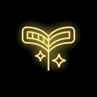 Neon yellow open book icon glowing on black background vector