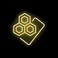 Neon icon of honeycomb on document representing data storage concept vector