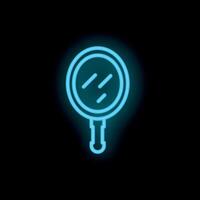 Neon mirror icon glowing on dark background vector