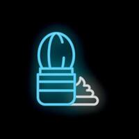 Neon shaving brush with shaving cream icon on black background vector