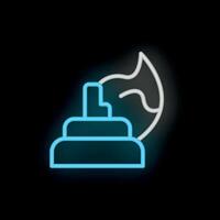 Blue neon sign of a lighter creating a flame on a black background vector