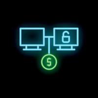 Neon style icon of computer network paying for security vector