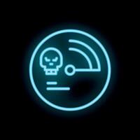 Neon sign showing speedometer reaching skull showing danger vector