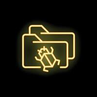 Neon icon of computer bug infecting files vector