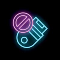 Neon style icon showing prohibition sign over usb flash drive vector