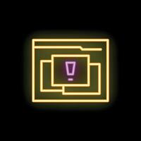 Neon yellow pop up notification icon blinking on computer screen vector