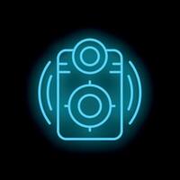 Neon icon of sound system playing loud music vector