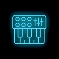 Neon icon of a digital piano keyboard glowing on black background vector