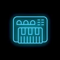 Neon icon of a digital piano glowing on dark background vector