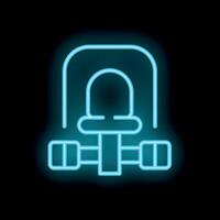 Blue neon icon of a c clamp glowing on dark background vector