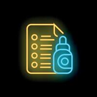 Neon glowing symbol of copyrighting a document vector