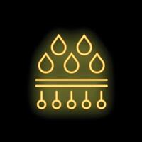 Neon icon of rainwater harvesting system collecting water drops vector