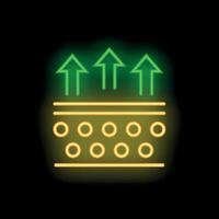 Neon breathable material with airflow arrows passing through it vector