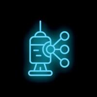 Neon icon of a device emitting signals representing telecommunication and connectivity vector