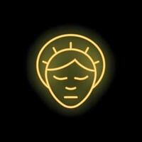 Neon sign showing serene face with halo vector