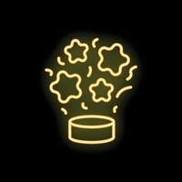 Neon confetti exploding from a round container icon vector