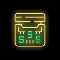 Neon sign showing a retainer case glowing on black background vector