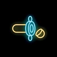 Neon cannon shooting a cannonball on a black background vector