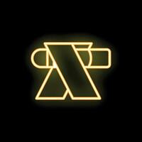 Neon yellow camping folding stool icon glowing on black background vector