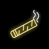 Neon sign showing a lit cigar with smoke vector
