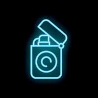 Blue neon lighter open on black background vector