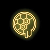 Neon icon of honeycomb dripping with honey in circle frame vector