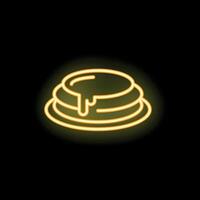 Neon sign showing stack of pancakes covered in syrup on plate vector