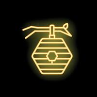 Neon light glowing beehive with honeycomb and stick for apiary logo vector