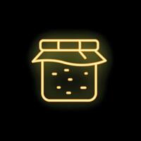 Neon icon of a jam jar glowing on black background vector