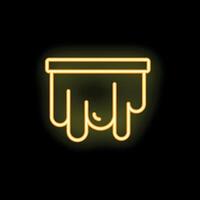 Yellow neon sign of icicles hanging down on black background vector