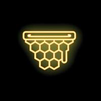 Neon yellow honeycomb with honey dripping icon showing apiculture concept vector
