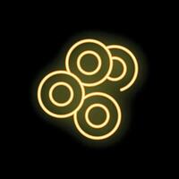 Neon yellow fidget spinner rotating on black background vector