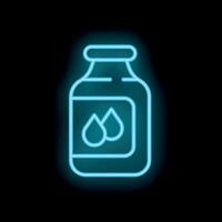 Neon bottle icon of ink cartridge for printer or toner for continuous ink supply system vector