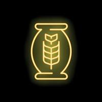 Neon sign of bag flour wheat for bakery icon vector