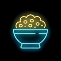 Neon sign of bowl overflowing with food vector