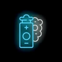 Neon icon of electronic cigarette with vapor cloud glowing on black background vector