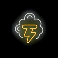 Neon sign representing tether cryptocurrency surging from cloud on black background vector
