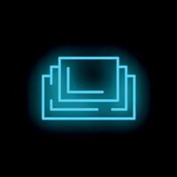 Glowing neon blue layers icon on a black background vector