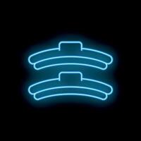 Neon icon of two wi fi wireless network signals glowing blue on black background vector