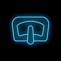 Blue neon car dashboard warning light on black background vector