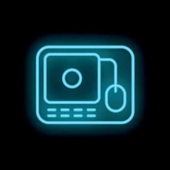 Neon graphic showing computer mouse and keyboard on pad vector