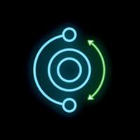 Neon glowing circular flowchart with arrows on black background vector
