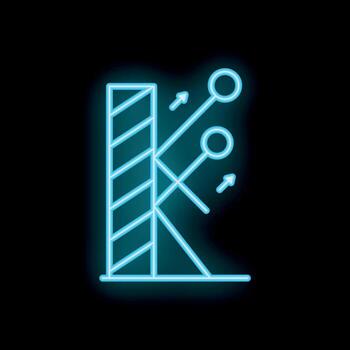 neón elasticidad concepto icono con flechas demostración tensión y deformación vector