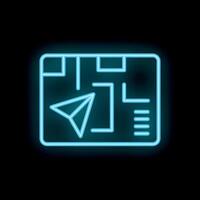 Neon sign showing gps navigation app with map and cursor vector