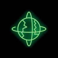 Green neon globe rotating on black background vector