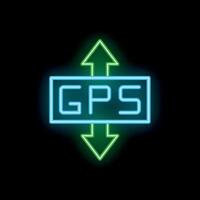Glowing neon gps navigation sign with arrows pointing up and down vector